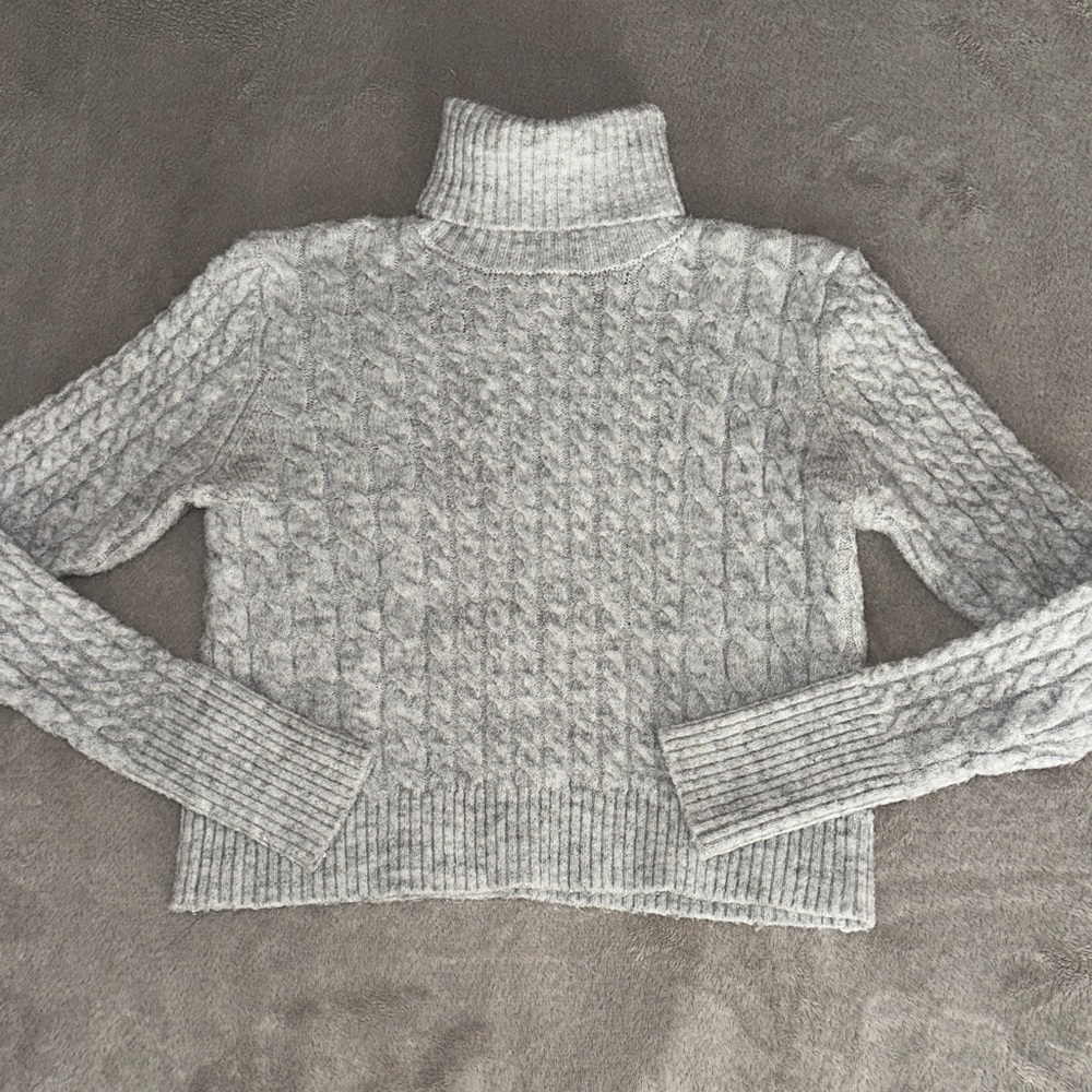 Blue Rain Light Gray Cowl Neck Sweater